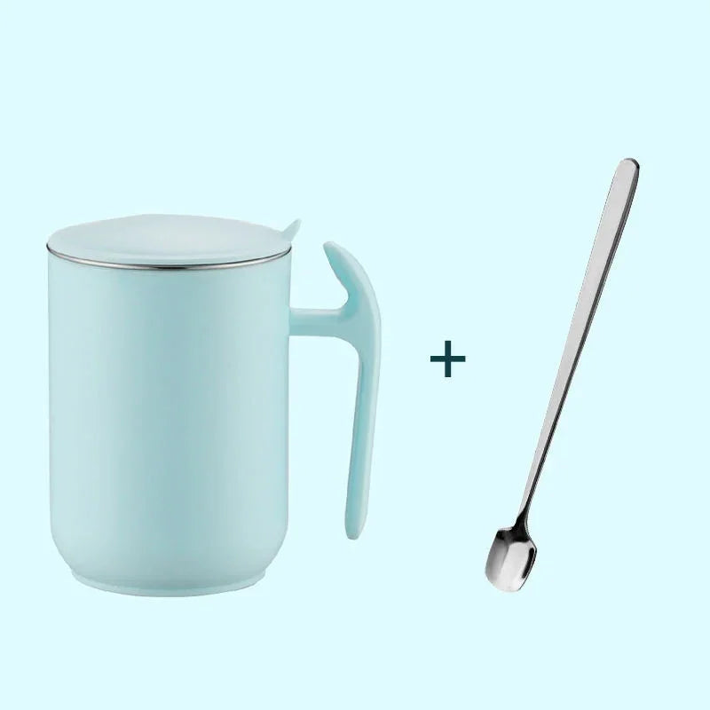 Stainless Steel Milk Coffee Mug Double Layer Leakproof Coffee Cup With Lid Kitchen Drinkware Breakfast Tea Mug