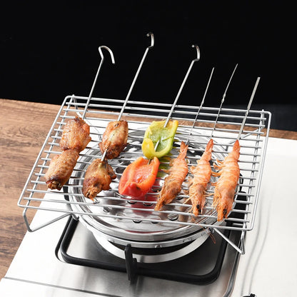 Stainless Steel Portable Folding Outdoor BBQ Rack Grill Barbecue Stove Oven Gas Rack Camping Furnace Kitchen Accessories