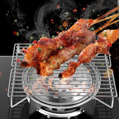 Stainless Steel Portable Folding Outdoor BBQ Rack Grill Barbecue Stove Oven Gas Rack Camping Furnace Kitchen Accessories