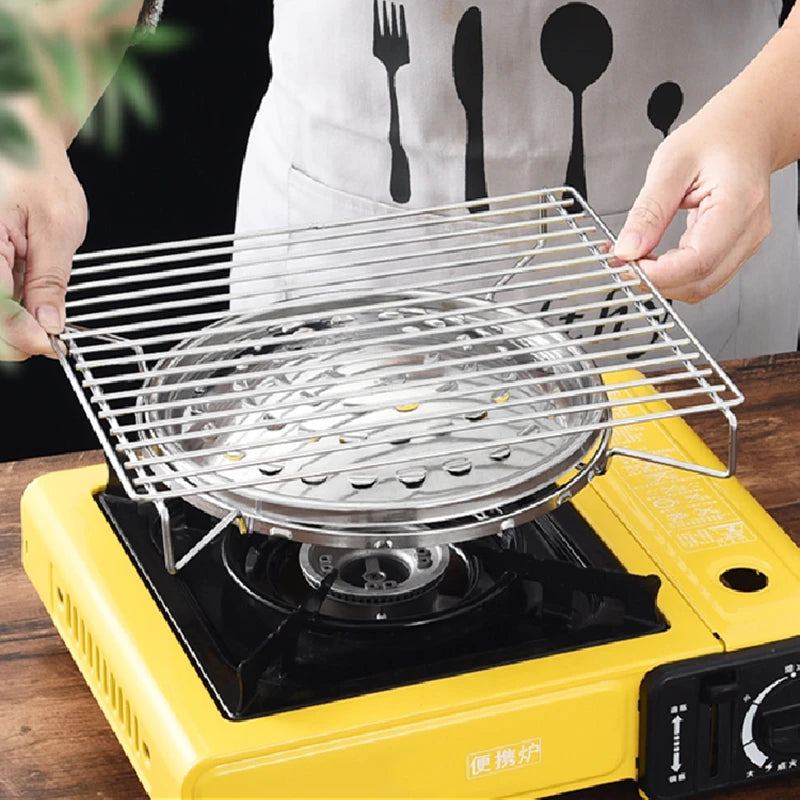 Stainless Steel Portable Folding Outdoor BBQ Rack Grill Barbecue Stove Oven Gas Rack Camping Furnace Kitchen Accessories