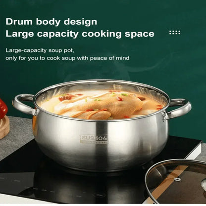 Stainless Steel Pot Thickened with Double Handles Multifunctional Household Grade Soup Pot