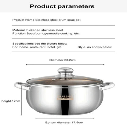 Stainless Steel Pot Thickened with Double Handles Multifunctional Household Grade Soup Pot