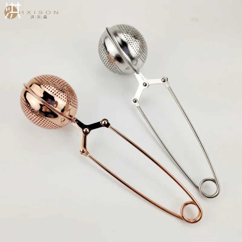 Stainless Steel Tea Strainer Hand Clip Needle Hole Tea Filter  Pu Erh Tea Filter Tea Brewer Rose Gold Tea Ball KungFu Tea Set