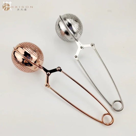 Stainless Steel Tea Strainer Hand Clip Needle Hole Tea Filter  Pu Erh Tea Filter Tea Brewer Rose Gold Tea Ball KungFu Tea Set