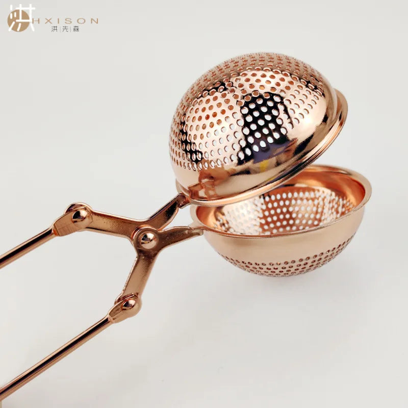 Stainless Steel Tea Strainer Hand Clip Needle Hole Tea Filter  Pu Erh Tea Filter Tea Brewer Rose Gold Tea Ball KungFu Tea Set