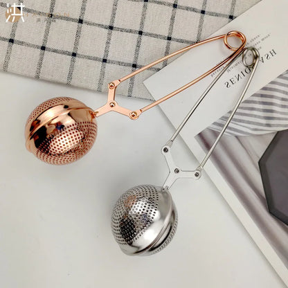 Stainless Steel Tea Strainer Hand Clip Needle Hole Tea Filter  Pu Erh Tea Filter Tea Brewer Rose Gold Tea Ball KungFu Tea Set