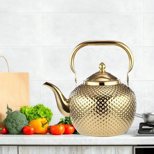 Stainless Steel Teapot Lifting Handle with Tea Filter Silver Or Gold Suitable for Induction Cooker Stove Top Kettle