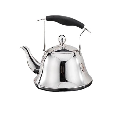 Stainless Steel Teapot with Infuser for Outdoor Use, Large Capacity, Long Spout, Flat Bottom Ideal for Restaurant Hotel and Home