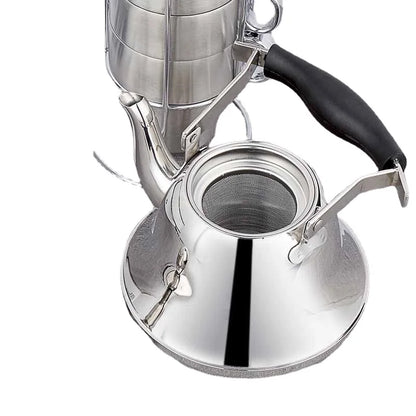 Stainless Steel Teapot with Infuser for Outdoor Use, Large Capacity, Long Spout, Flat Bottom Ideal for Restaurant Hotel and Home