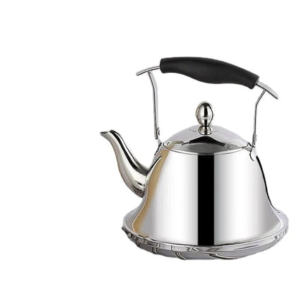 Stainless Steel Teapot with Infuser for Outdoor Use, Large Capacity, Long Spout, Flat Bottom Ideal for Restaurant Hotel and Home