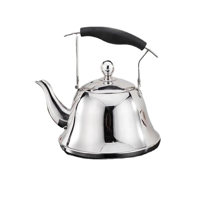 Stainless Steel Teapot with Infuser for Outdoor Use, Large Capacity, Long Spout, Flat Bottom Ideal for Restaurant Hotel and Home