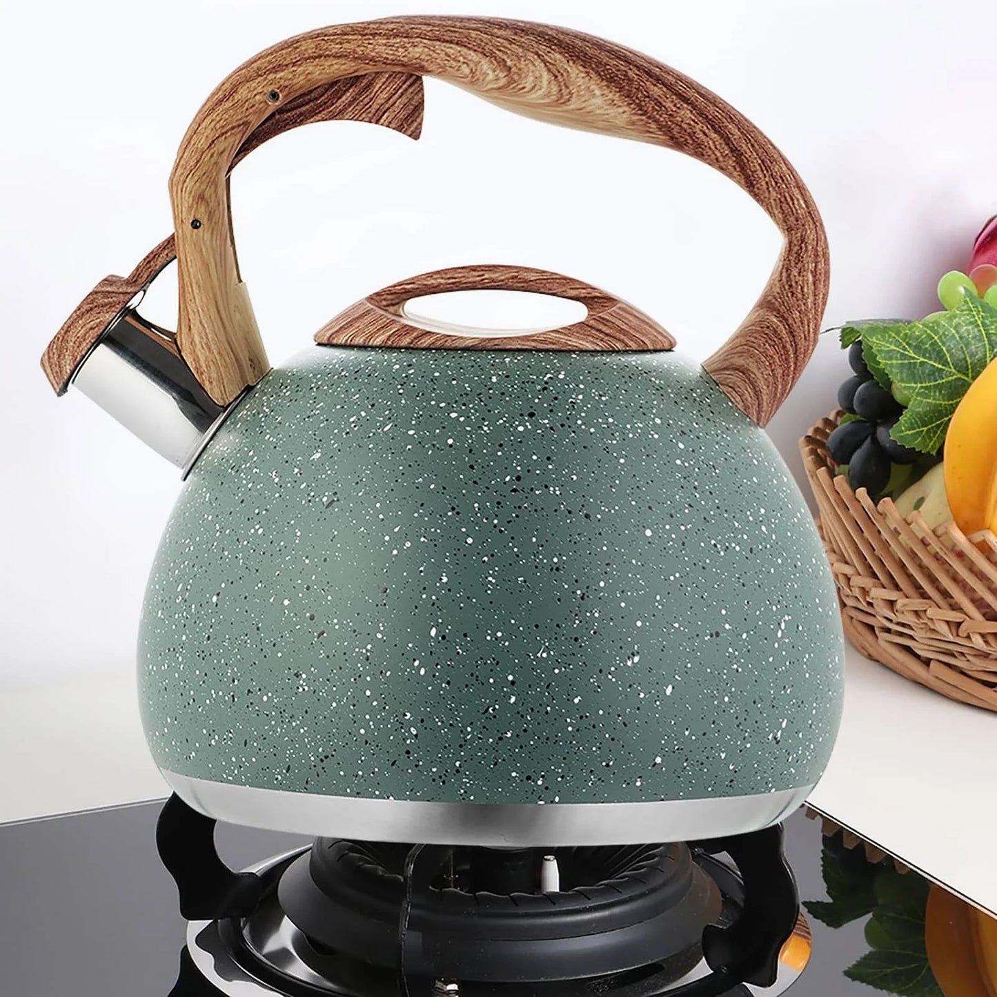 Stainless Steel Whistling Tea Kettles Stove Top Enamel Food Grade Tea Pot With Heat-proof Handle For Gas Induction Cookers Use