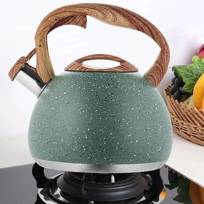 Stainless Steel Whistling Tea Kettles Stove Top Enamel Food Grade Tea Pot With Heat-proof Handle For Gas Induction Cookers Use