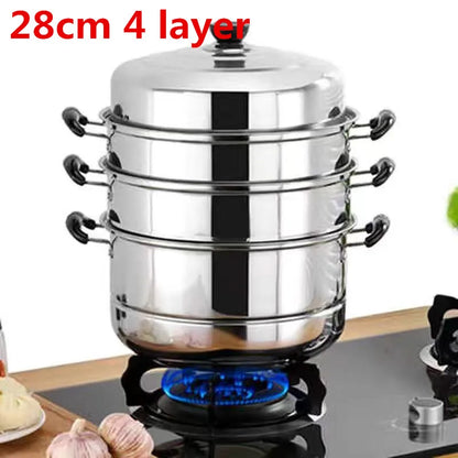 Stainless Steel two Three layer Thick Steamer pot Soup Steam Pot Universal Cooking Pots for Induction Cooker Gas Stove steam pot