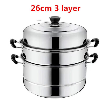 Stainless Steel two Three layer Thick Steamer pot Soup Steam Pot Universal Cooking Pots for Induction Cooker Gas Stove steam pot