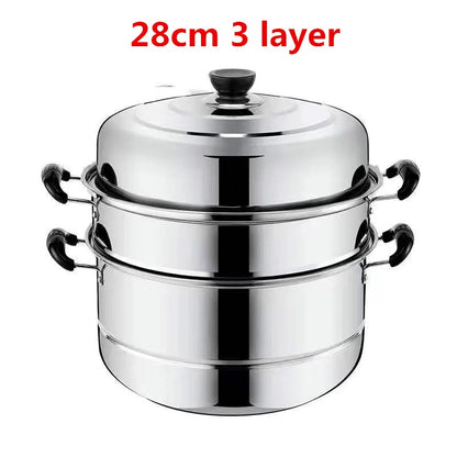 Stainless Steel two Three layer Thick Steamer pot Soup Steam Pot Universal Cooking Pots for Induction Cooker Gas Stove steam pot