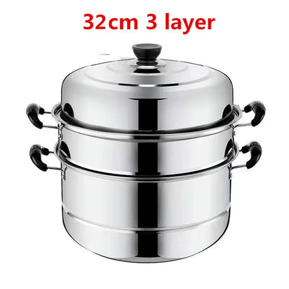 Stainless Steel two Three layer Thick Steamer pot Soup Steam Pot Universal Cooking Pots for Induction Cooker Gas Stove steam pot