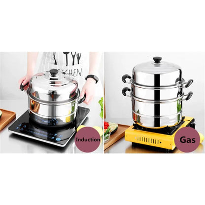 Stainless Steel two Three layer Thick Steamer pot Soup Steam Pot Universal Cooking Pots for Induction Cooker Gas Stove steam pot
