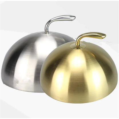 Stainless steel plate cover round gold steak lid western style food no magnet pan lid heightening Korean barbecue BBQ pot cover