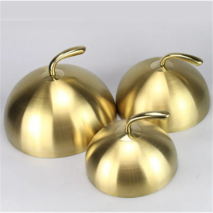 Stainless steel plate cover round gold steak lid western style food no magnet pan lid heightening Korean barbecue BBQ pot cover