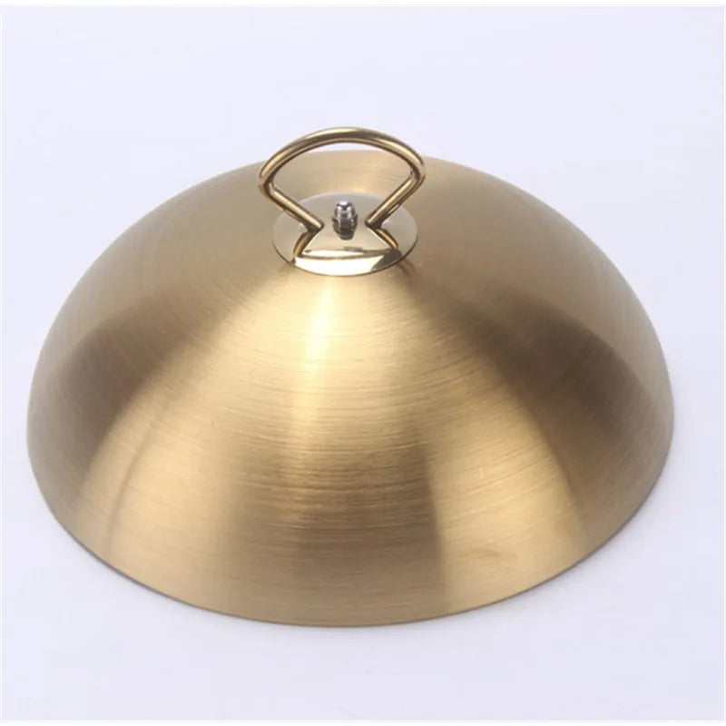 Stainless steel plate cover round gold steak lid western style food no magnet pan lid heightening Korean barbecue BBQ pot cover