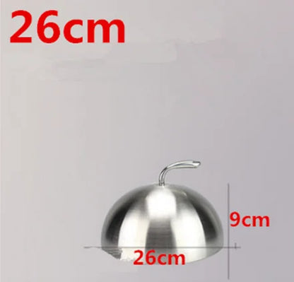 Stainless steel plate cover round gold steak lid western style food no magnet pan lid heightening Korean barbecue BBQ pot cover