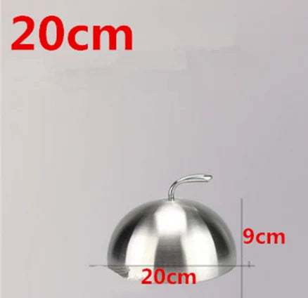 Stainless steel plate cover round gold steak lid western style food no magnet pan lid heightening Korean barbecue BBQ pot cover