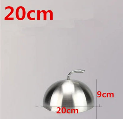 Stainless steel plate cover round gold steak lid western style food no magnet pan lid heightening Korean barbecue BBQ pot cover