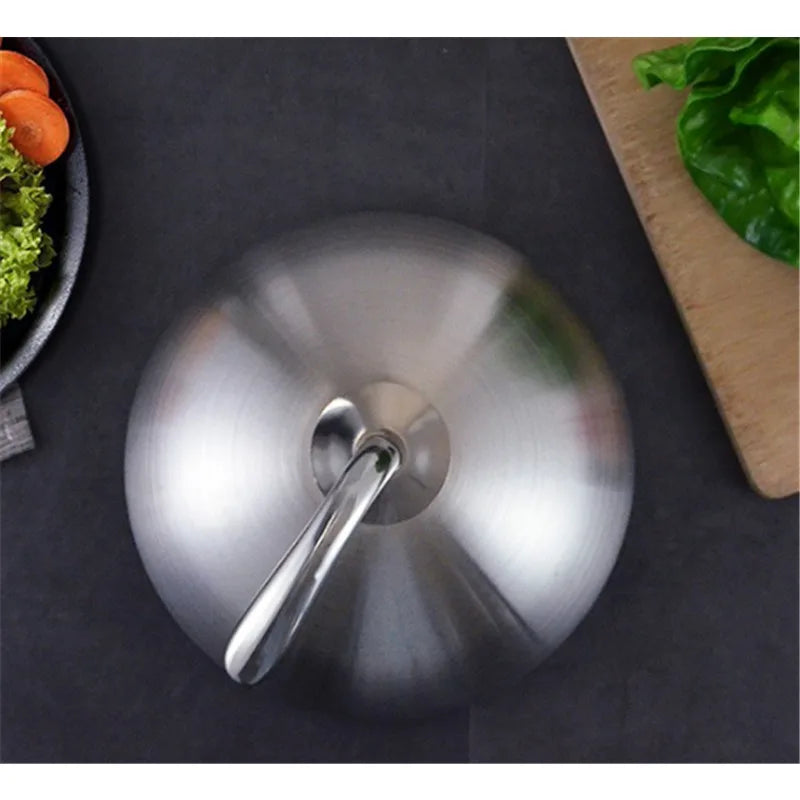 Stainless steel plate cover round gold steak lid western style food no magnet pan lid heightening Korean barbecue BBQ pot cover