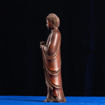 Standing Buddha Wooden Statue, West God Retro Artistry, Antique Sculpture for Home Room and Desk Aesthetic Collection Decoration