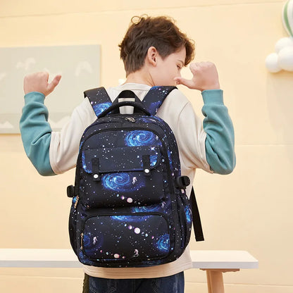 Starry sky Children's School bags School Backpack for Students Boy Kids Backpack With Lunch Bag Pencil Cases