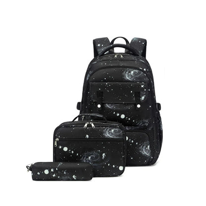 Starry sky Children's School bags School Backpack for Students Boy Kids Backpack With Lunch Bag Pencil Cases