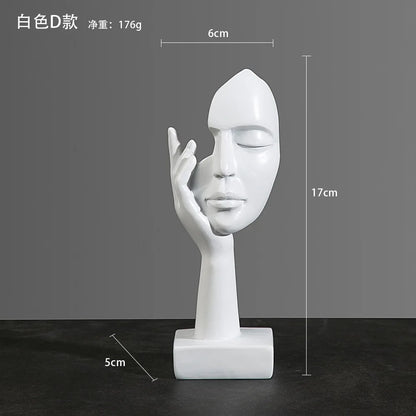 Statue Abstract Resin Desktop Ornaments Sculpture Miniature Figurines Face Character Nordic Art Crafts Office Nodic Home Decor