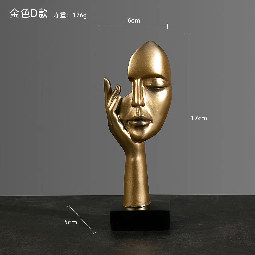 Statue Abstract Resin Desktop Ornaments Sculpture Miniature Figurines Face Character Nordic Art Crafts Office Nodic Home Decor