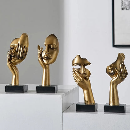 Statue Abstract Resin Desktop Ornaments Sculpture Miniature Figurines Face Character Nordic Art Crafts Office Nodic Home Decor