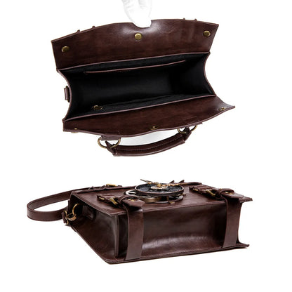 Steam Punk Retro Motorcycle Bag Women PU leather Bag Shoulders Bag Rivet Gear Time Clock Handbag