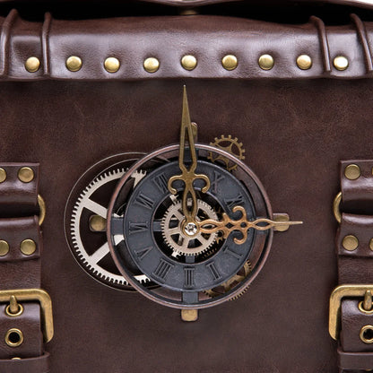 Steam Punk Retro Motorcycle Bag Women PU leather Bag Shoulders Bag Rivet Gear Time Clock Handbag