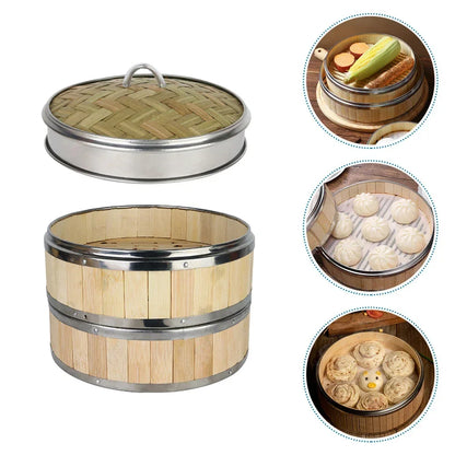 Steamer Basket Bamboo Chinese Dim Sum Dumpling Asian Rice Baskets Steam Wooden Pot Cookware Cooking Steamers Cooker Kitchen