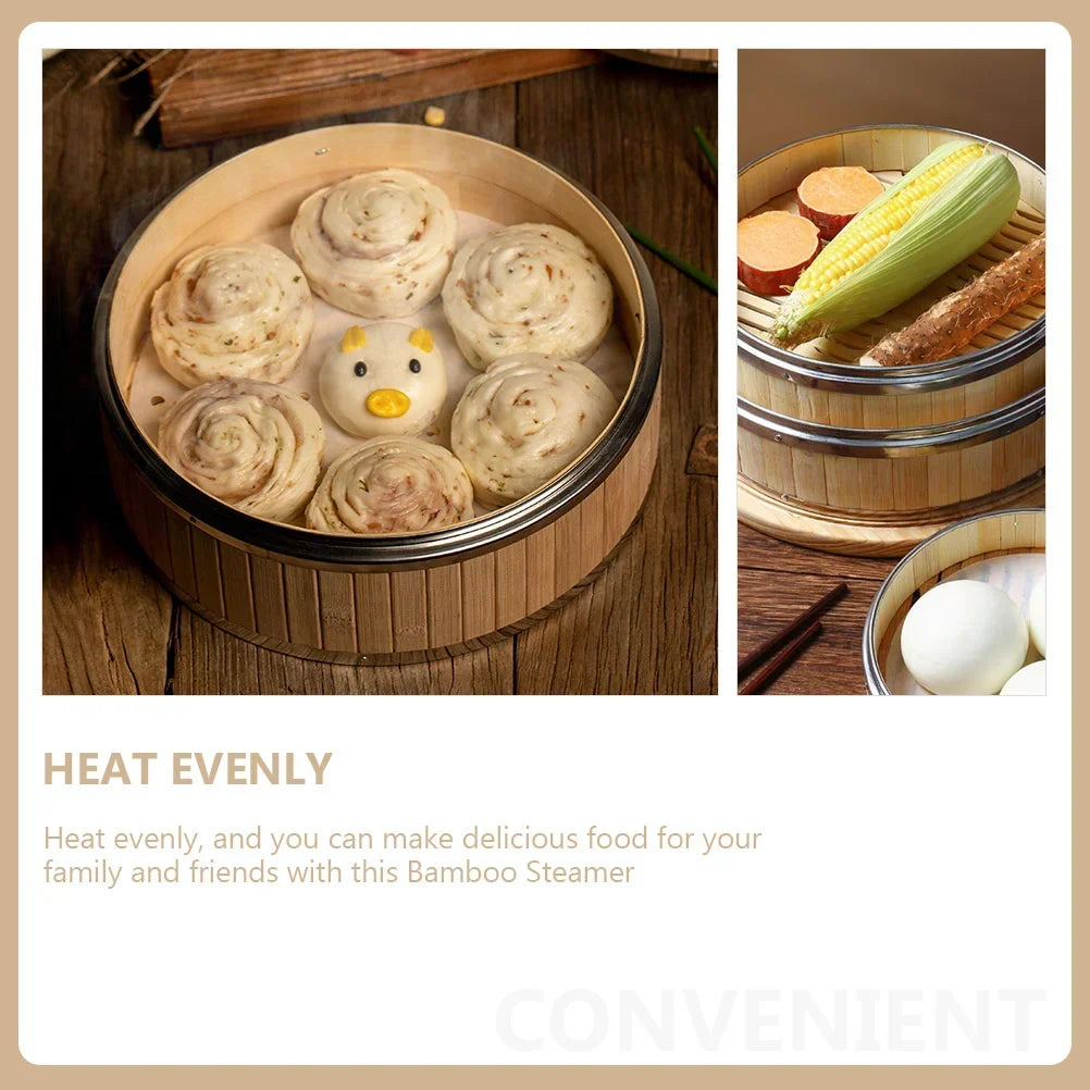 Steamer Basket Bamboo Chinese Dim Sum Dumpling Asian Rice Baskets Steam Wooden Pot Cookware Cooking Steamers Cooker Kitchen