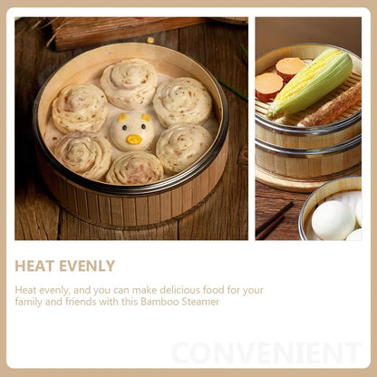 Steamer Basket Bamboo Chinese Dim Sum Dumpling Asian Rice Baskets Steam Wooden Pot Cookware Cooking Steamers Cooker Kitchen