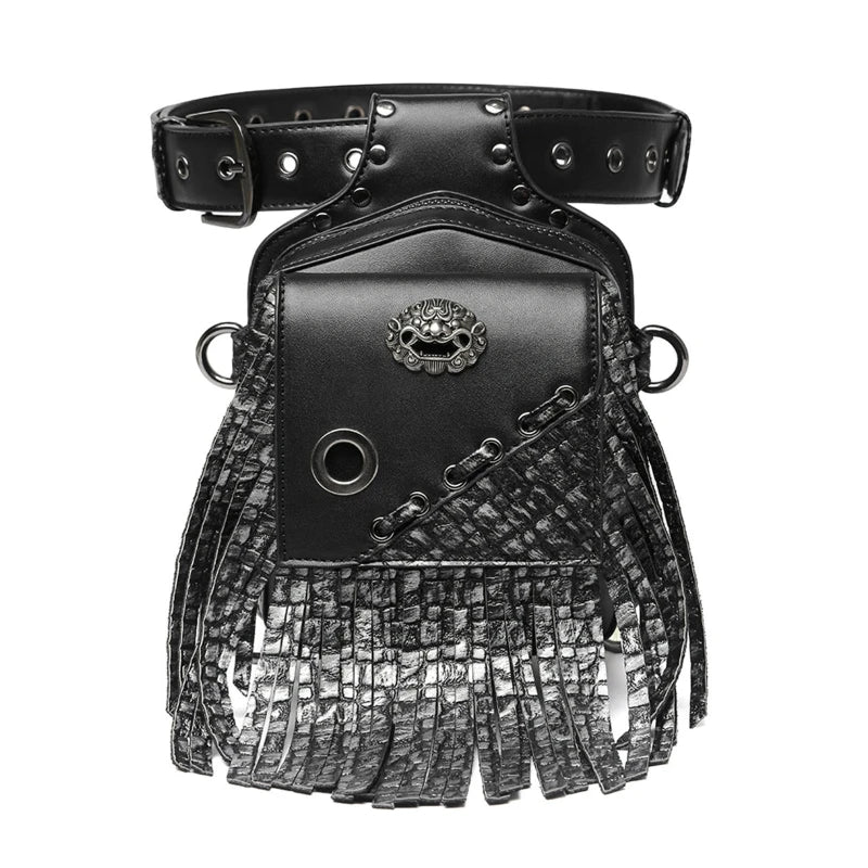 Steampunk Waist Bag Gothic Retro Motorcycle Leather Bags Crossbody Shoulder Packs Thigh Leg Pouch Travel Purse for Women Men