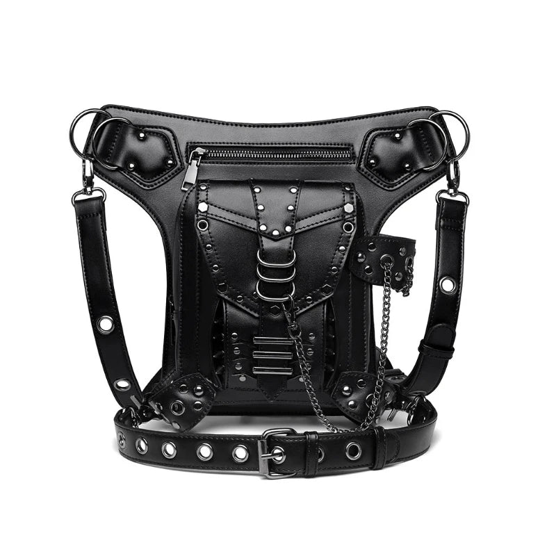 Steampunk Waist Bag Gothic Retro Motorcycle Leather Bags Crossbody Shoulder Packs Thigh Leg Pouch Travel Purse for Women Men