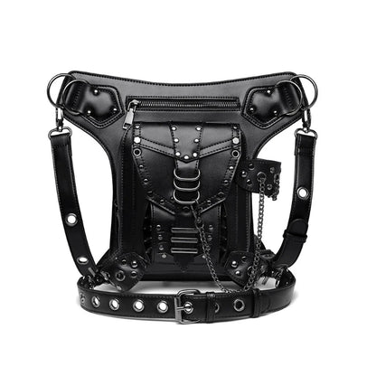 Steampunk Waist Bag Gothic Retro Motorcycle Leather Bags Crossbody Shoulder Packs Thigh Leg Pouch Travel Purse for Women Men