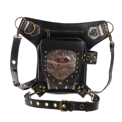 Steampunk Waist Bag Gothic Retro Motorcycle Leather Bags Crossbody Shoulder Packs Thigh Leg Pouch Travel Purse for Women Men