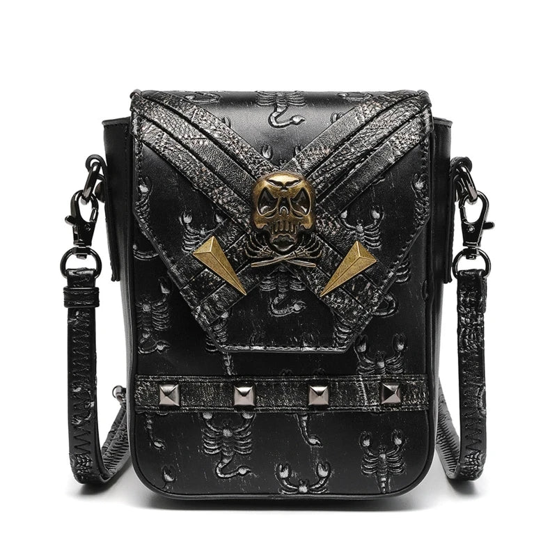 Steampunk Waist Bag Gothic Retro Motorcycle Leather Bags Crossbody Shoulder Packs Thigh Leg Pouch Travel Purse for Women Men