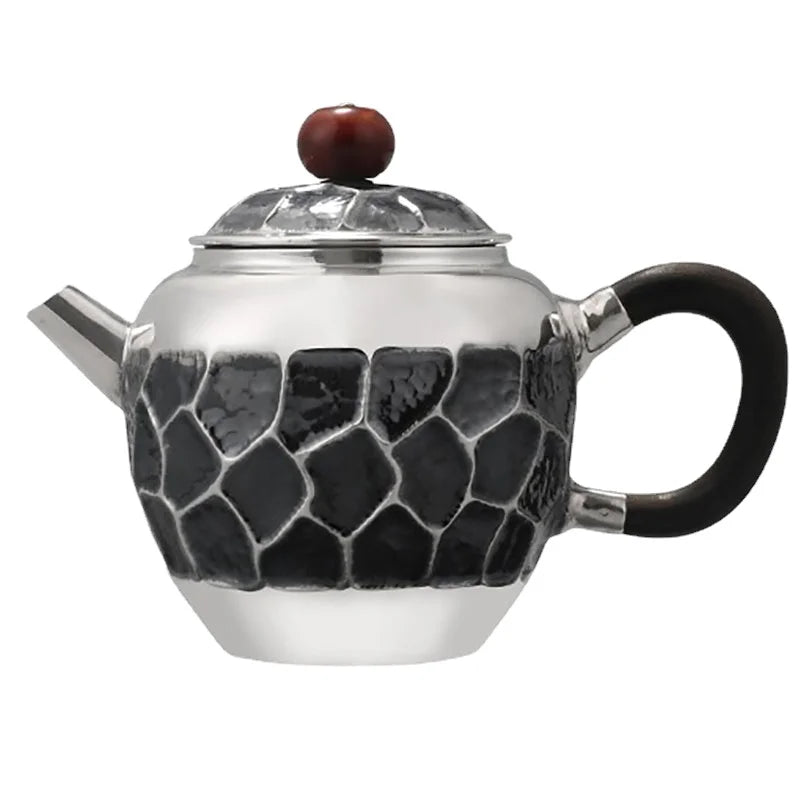 Sterling Silver 999 Teapot Handmade Tea Set Vintage Teapot Kettle Chinese Coffee Pots Home Office Tea Ceremony Set Gift 200CC