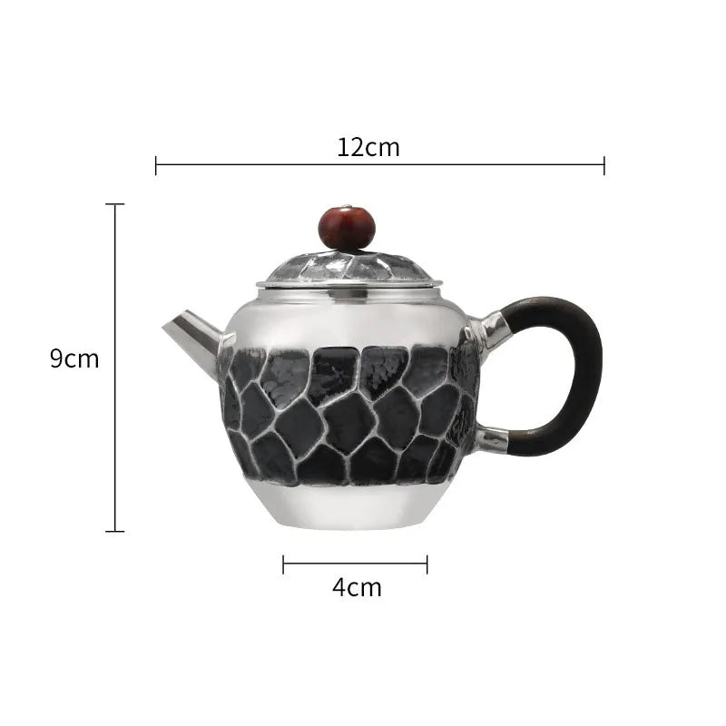 Sterling Silver 999 Teapot Handmade Tea Set Vintage Teapot Kettle Chinese Coffee Pots Home Office Tea Ceremony Set Gift 200CC