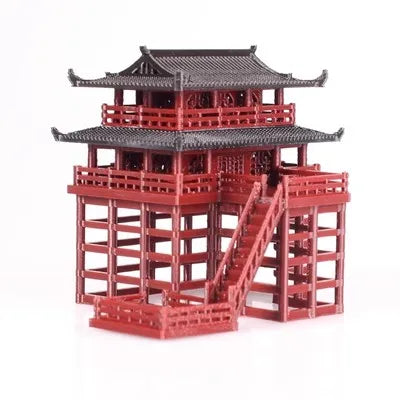Stilted building landscape small ornaments, ancient architectural models, fake mountains,fish tanks, courtyard bonsai material