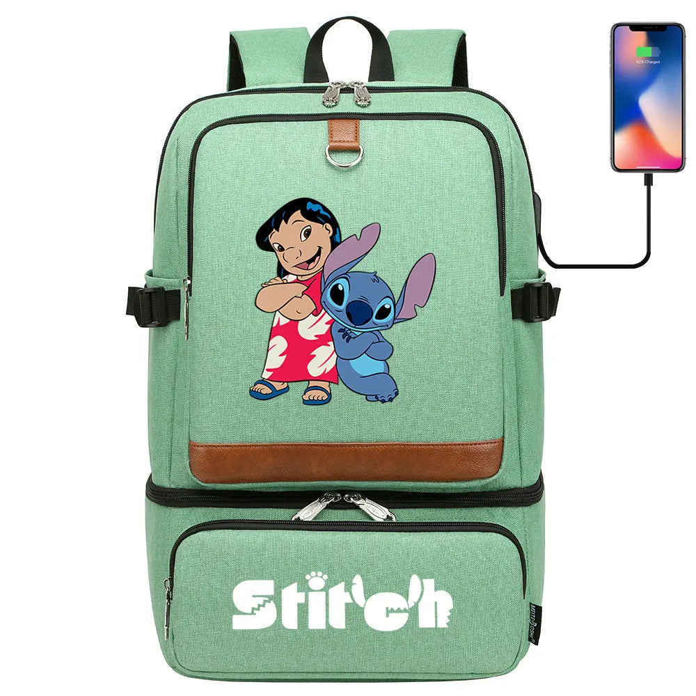 Stitch Girl Boys Kids Teenagers Schoolbags Insulated Compartment USB Waterproof Cooler Backpack Women Picnic Lunch Bag
