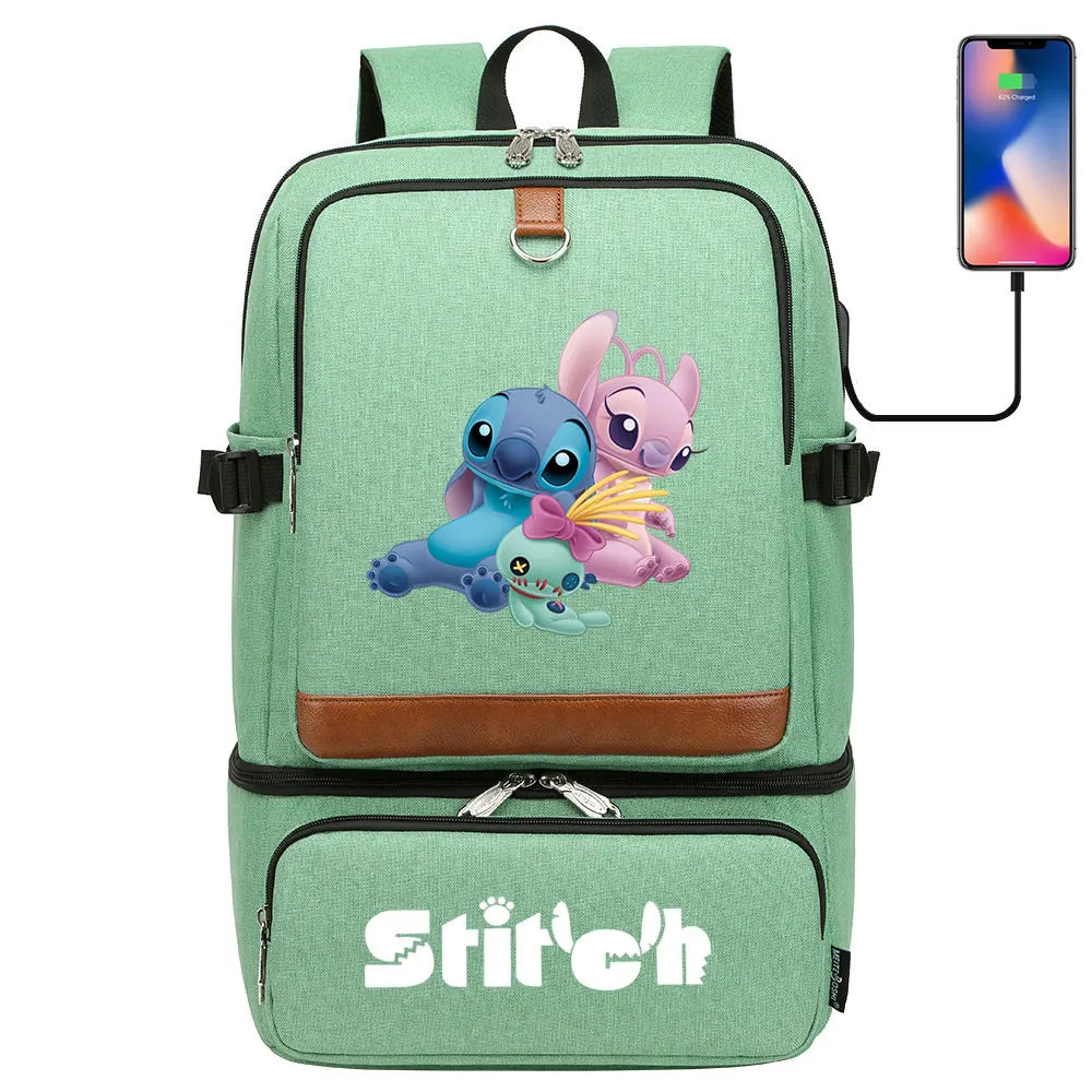 Stitch Girl Boys Kids Teenagers Schoolbags Insulated Compartment USB Waterproof Cooler Backpack Women Picnic Lunch Bag